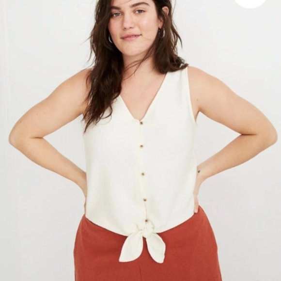 Madewell Tops - MADEWELL Button Front Tie Tank Top Ivory {TT19}